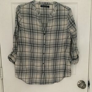 Calvin Klein Jeans Gray/Cream/Ivory/Black Plaid Button-Down Shirt L NEW W/O TAGS